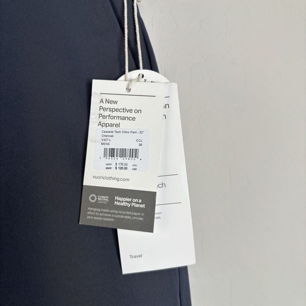 Vuori Cascade Tech Chino Pant 32" Charcoal - Picture 6 of 7